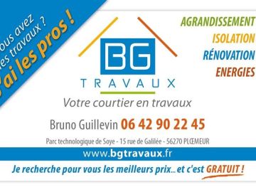 Vous avez un projet d'extension ou de rénovation au Pays de Lorient
Vous voulez être sûrs d'avoir les bonnes entreprises !
Vous avez les travaux, j'ai les...